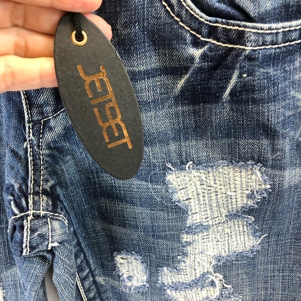 Jetset Jeans Y2K low rise Flare Sz 6 Wo's 7 Jrs Medium Blue Distressed NWT - Picture 5 of 7